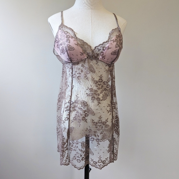 Vintage Y2K Victoria's Secret Sheer Lace Chemise Slip - Picture 1 of 13